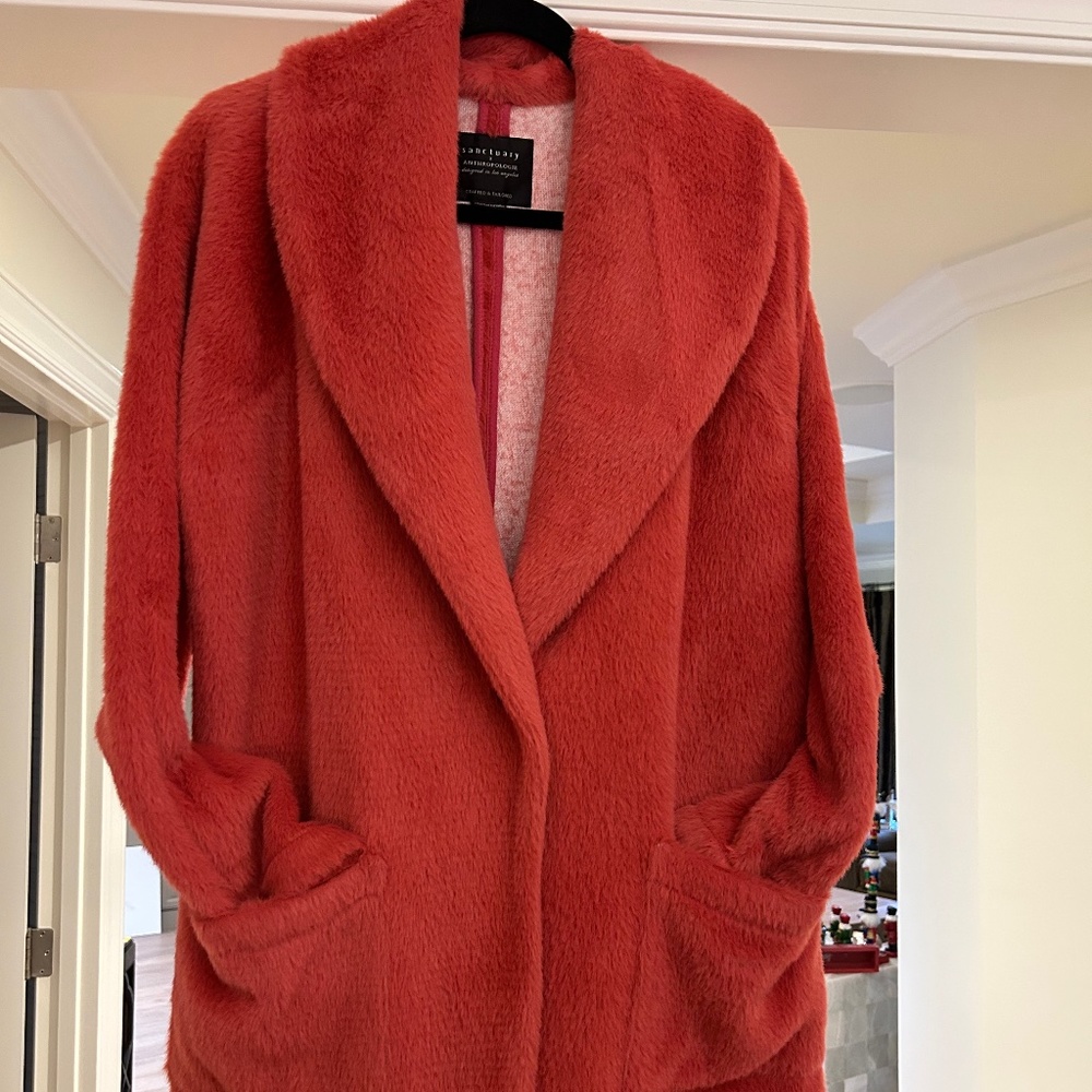 Sanctuary x Anthropologie Orange Plush Pea Coat
